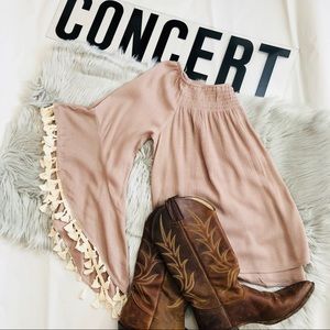 Somethin’ Bad Taupe Tassel Sleeve Top